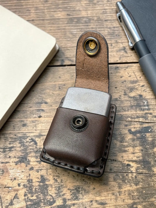 Handmade Full Grain leather Brown Zippo Lighter Holster.
