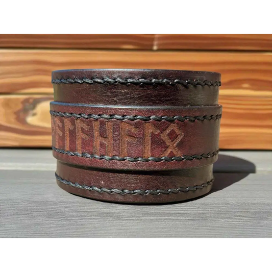Handmade Leather 'Valhalla' Viking Cuff Bracelet