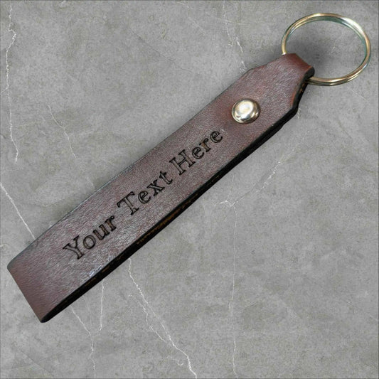 Personalised Hand made Brown Leather Keychain
